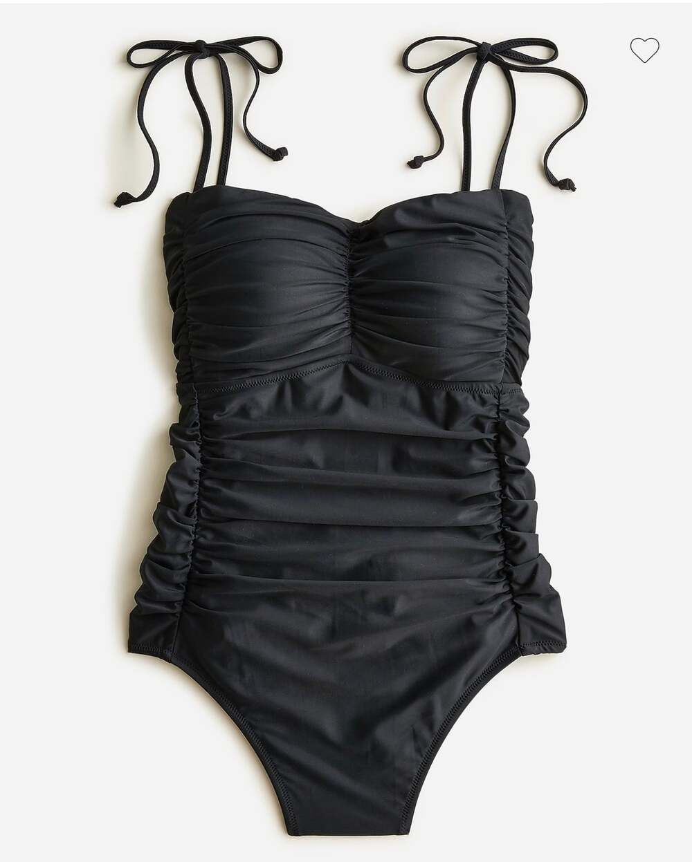 J. Crew Ruched Tie-Shoulder One-Piece Bathingsuit Women’s 10 Black Flattering